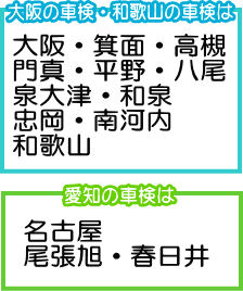 車検　大阪・高槻・箕面・門真・平野区・八尾・泉大津・和泉・忠岡・河南